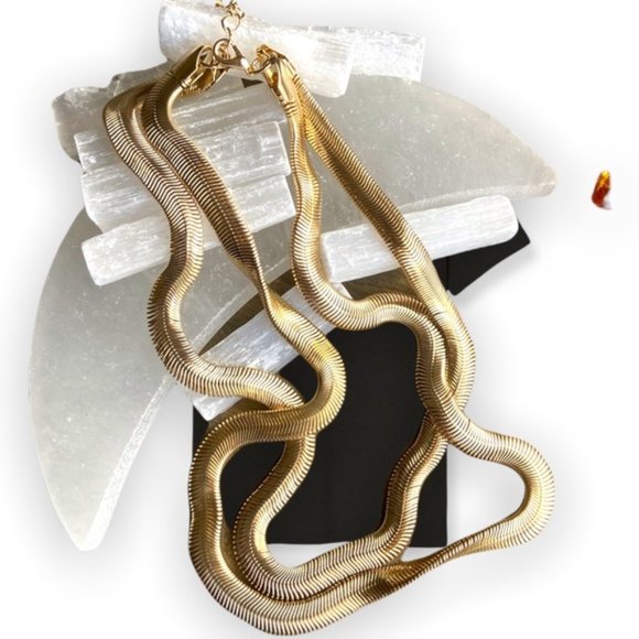 Layered snake chain 14k gold necklace chain/Manifestin good fortune/crown chakra - Picture 5 of 12